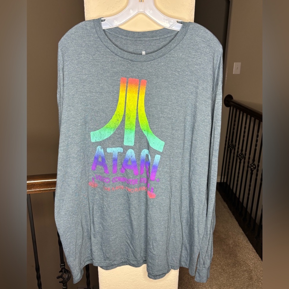 Atari Men's Long Sleeve Tee Gray Size XXL Classic Collectible Novelty
